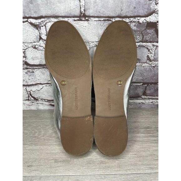 Lucky Brand Metallic Silver Leather Slip On Loafers Flats Shoes Women 11M US/43 - Picture 14 of 16